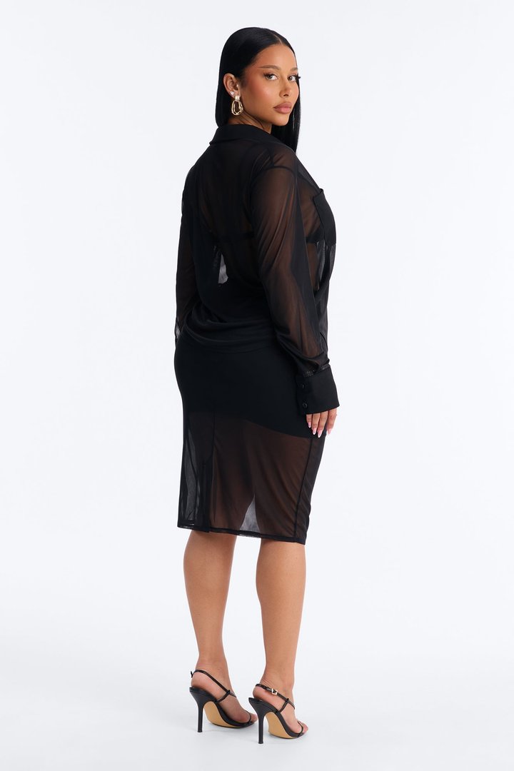 Sheer Temptations Mesh 3 Piece Skirt Set - Black