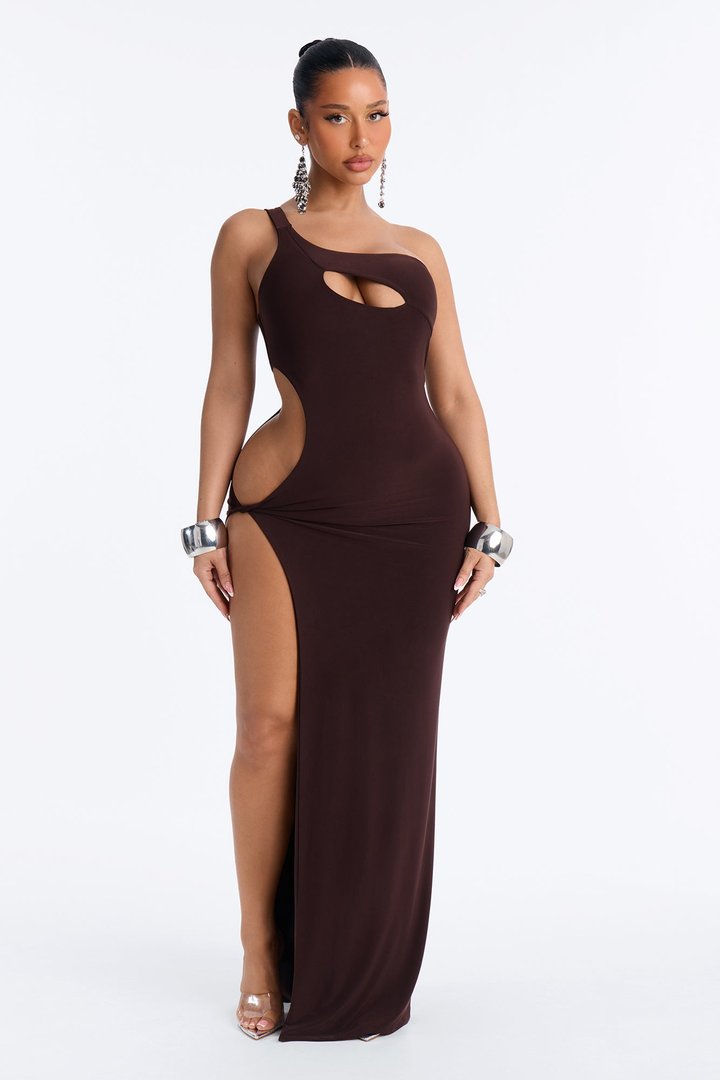 Alone With You Cut Out Maxi Dress - Chocolate