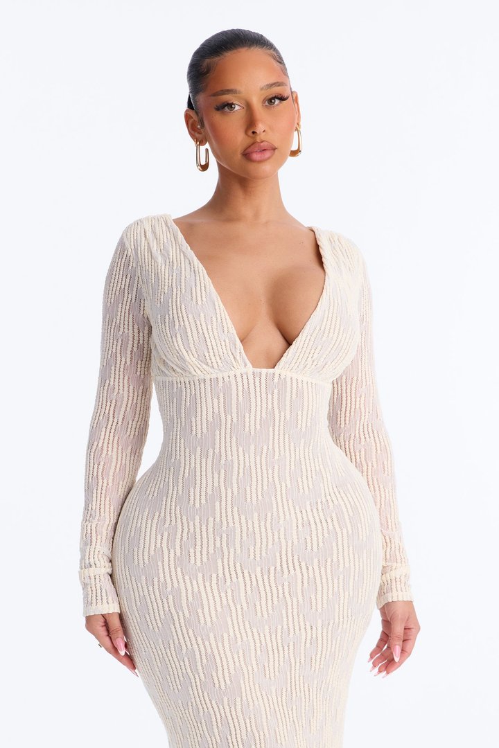 Soft Girl Era Maxi Dress - Cream