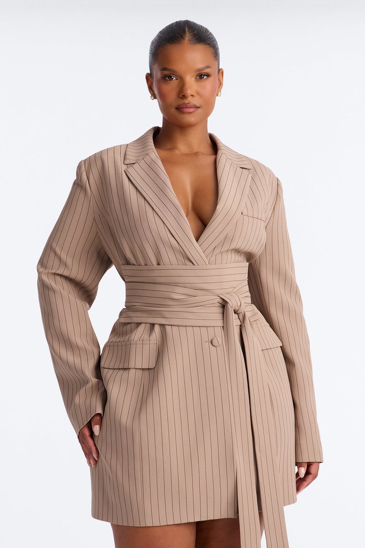 Pretty Important Blazer Mini Dress - Mocha