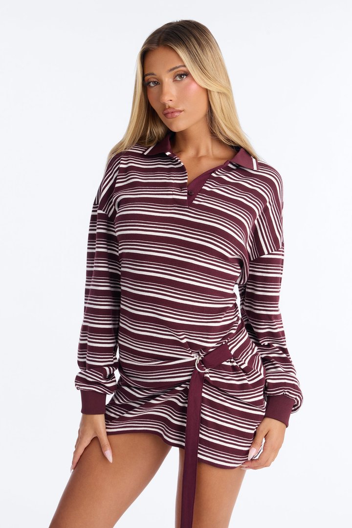 Put It On My Husbands Tab Mini Dress - Burgundy/combo