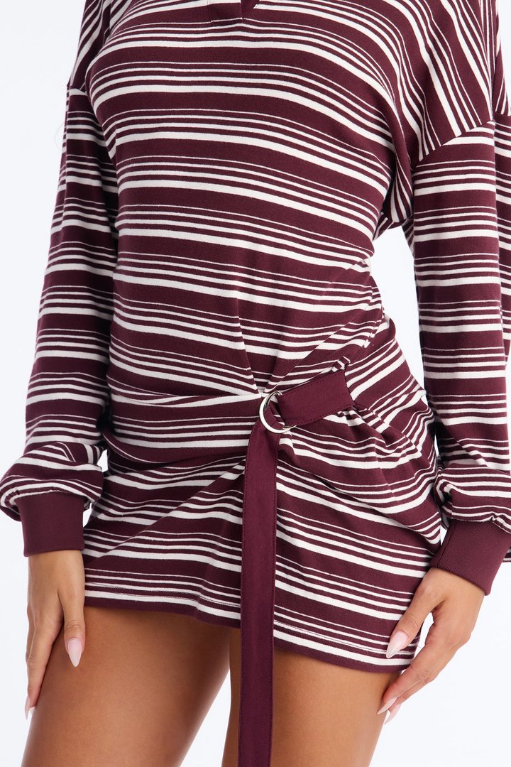 Put It On My Husbands Tab Mini Dress - Burgundy/combo