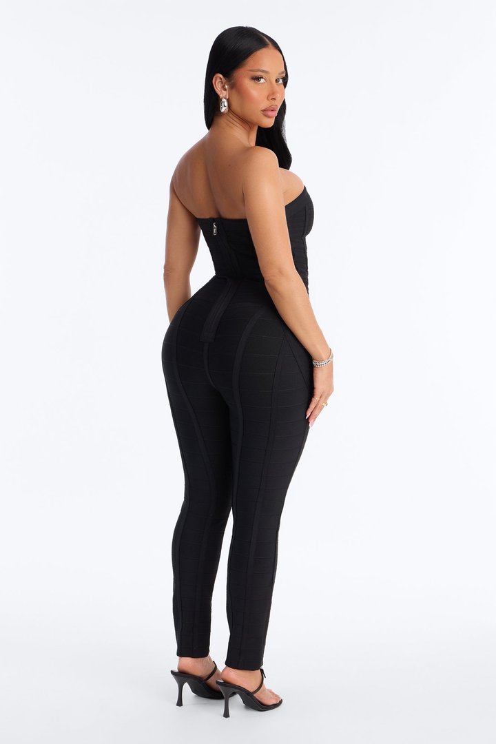 Amaya Bandage Skinny Leg Jumpsuit - Black