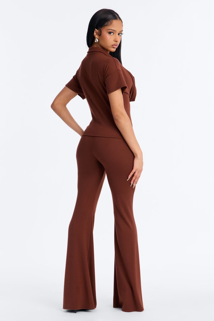 Ariella Cowl Neck Pant Set - Brown