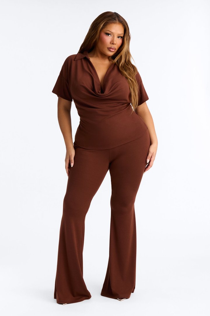 Ariella Cowl Neck Pant Set - Brown