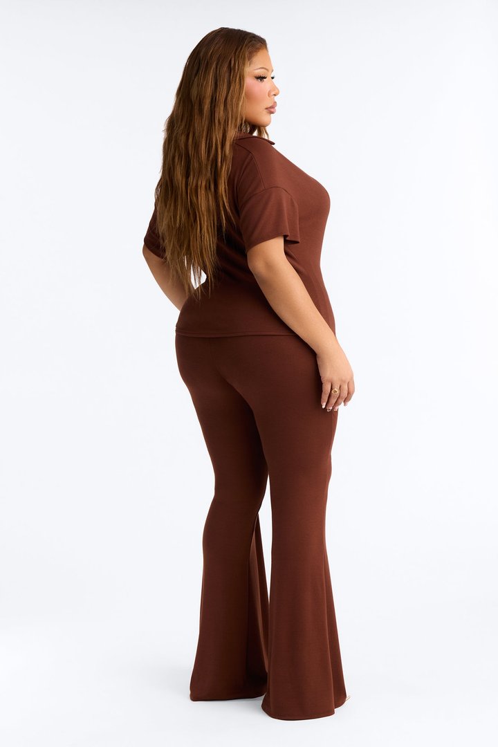 Ariella Cowl Neck Pant Set - Brown