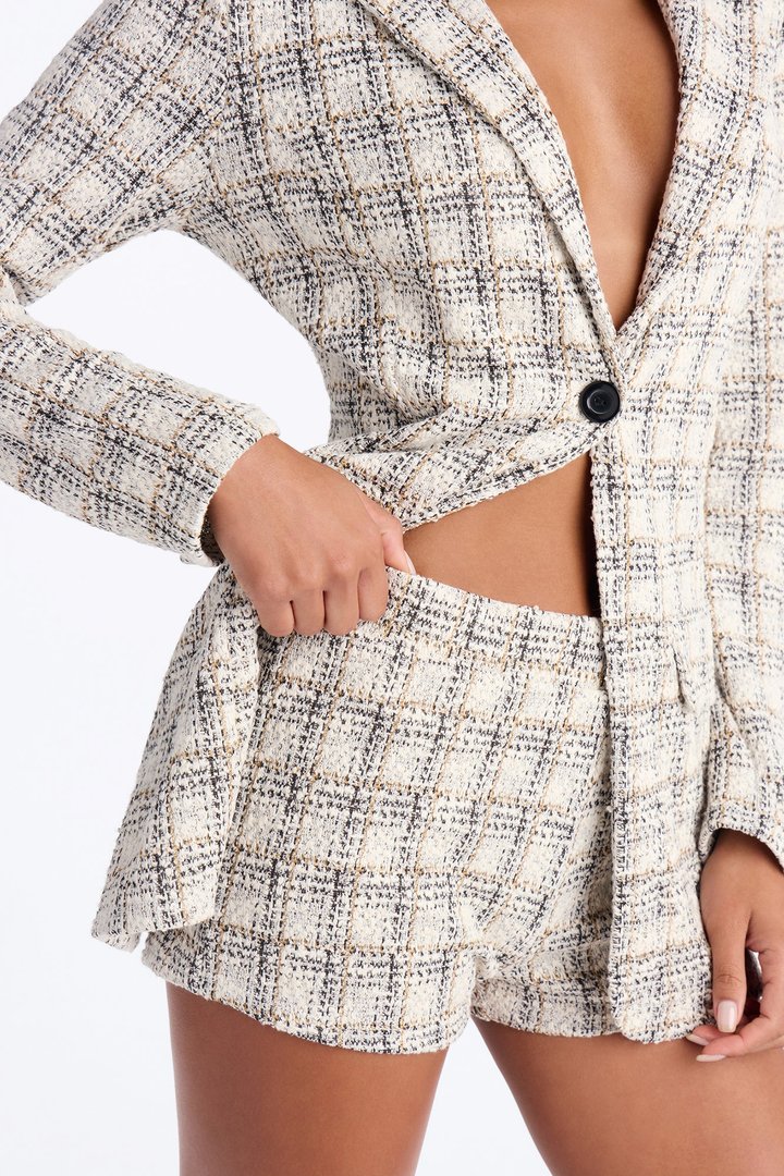 Bianca Knit Tweed Short Set - Cream/combo