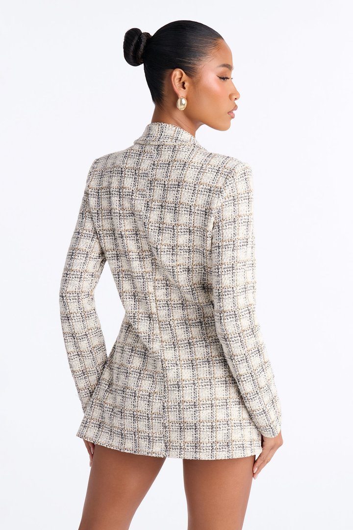 Bianca Knit Tweed Short Set - Cream/combo