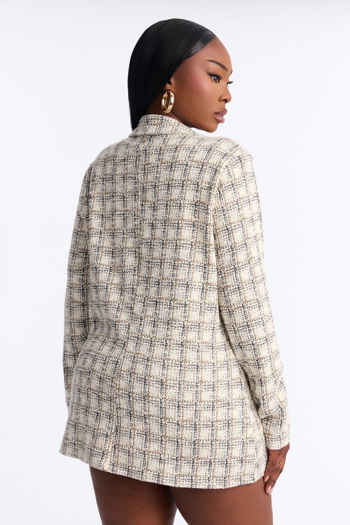 Bianca Knit Tweed Short Set - Cream/combo
