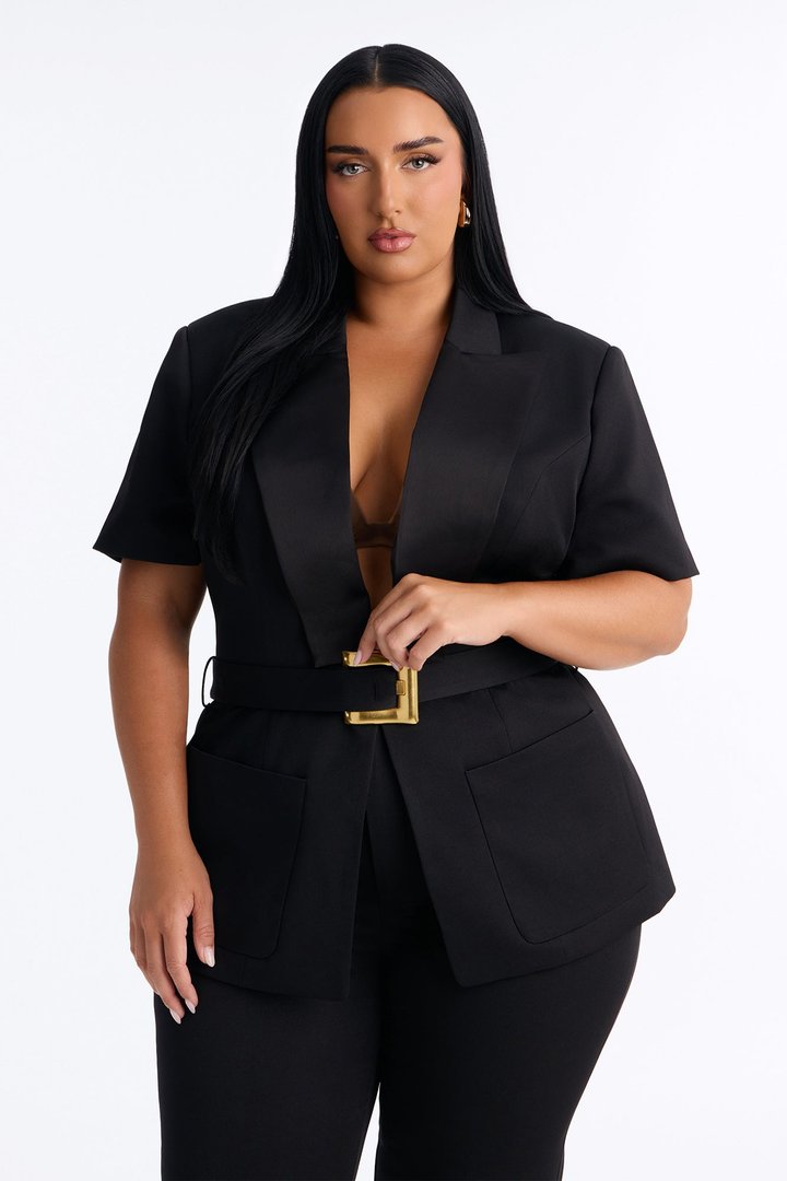 Serving Business Belted Pant Set - Black