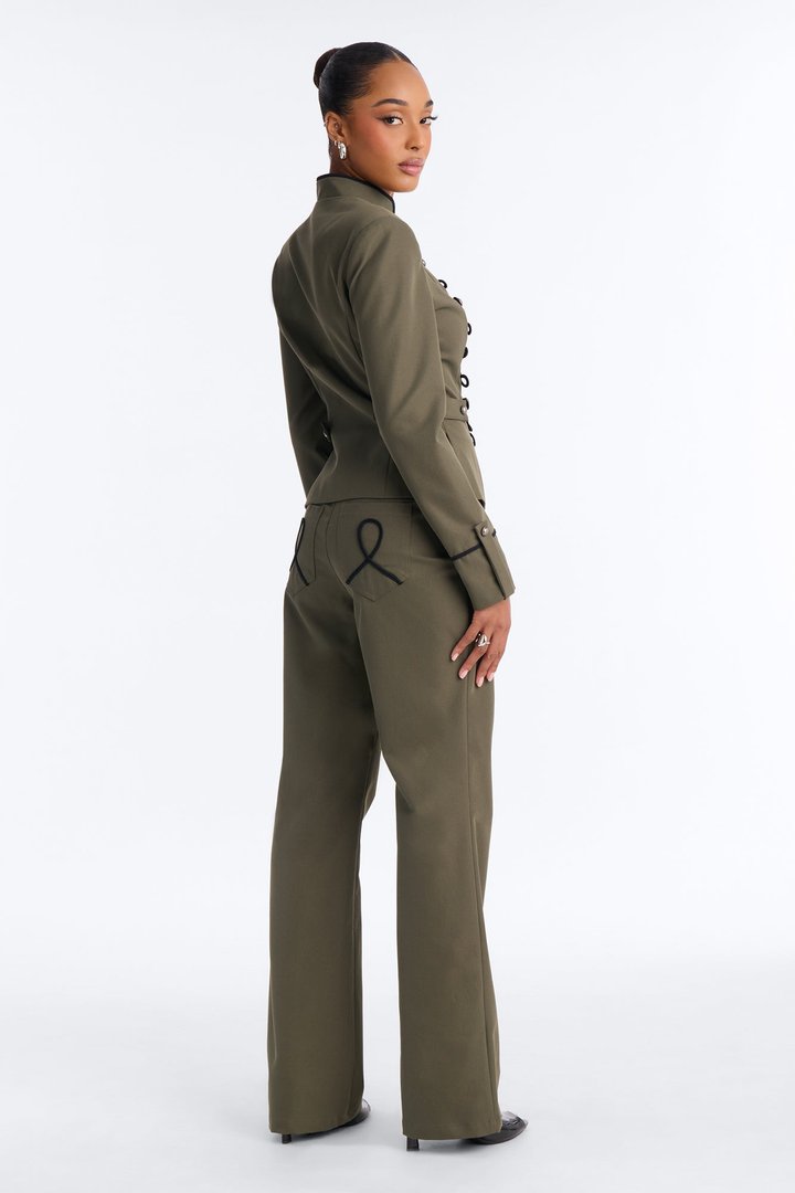 In High Demand Twill Utility Pant Set - Olive