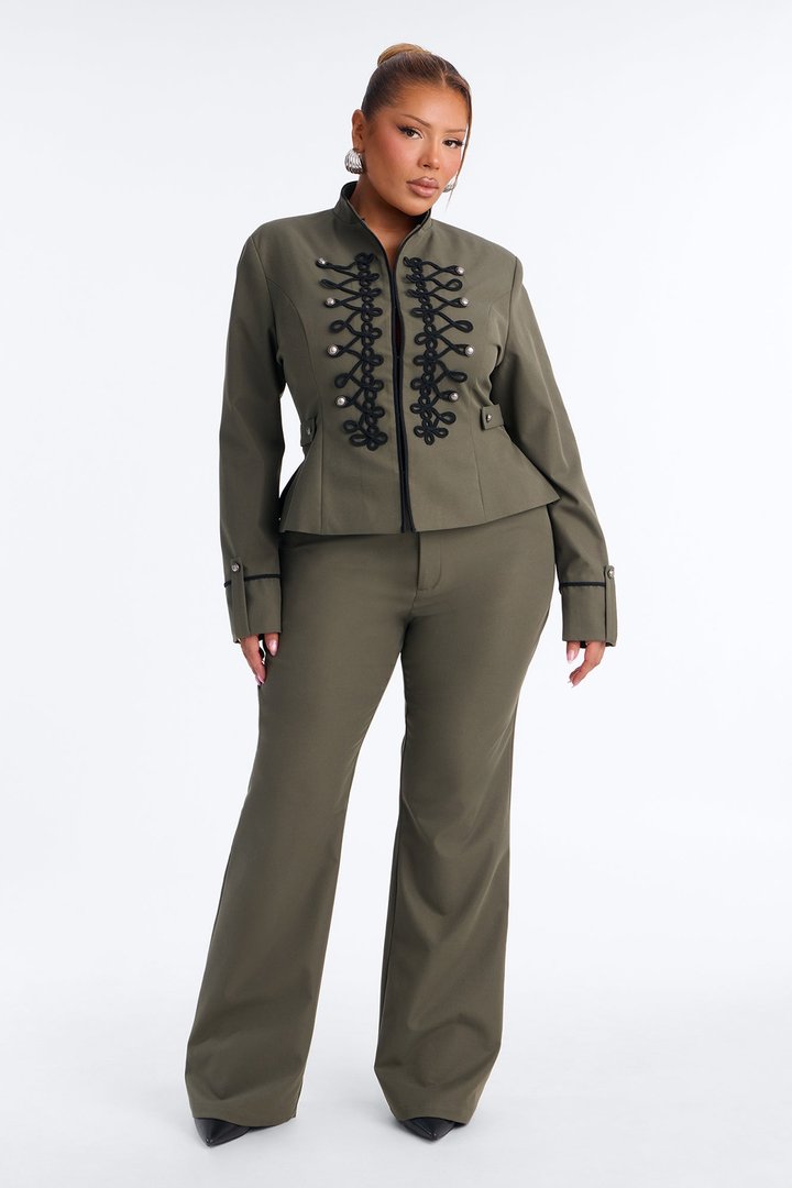 In High Demand Twill Utility Pant Set - Olive