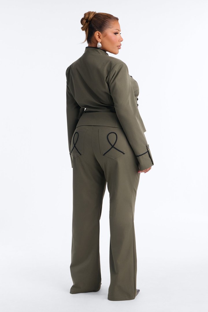 In High Demand Twill Utility Pant Set - Olive