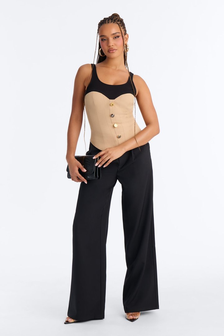 Maura Wide Leg Pant Set - Black