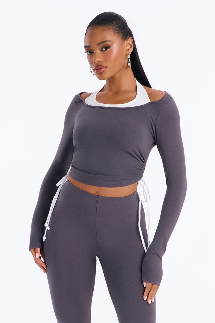 Out Of Time Layered Capri Set - Charcoal