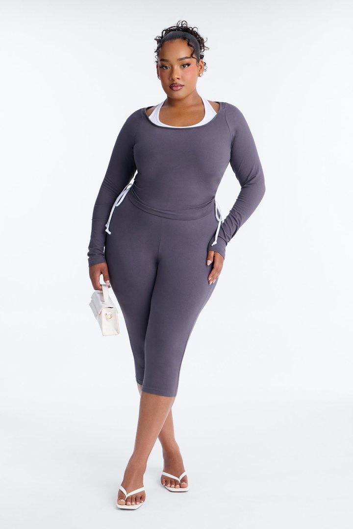 Out Of Time Layered Capri Set - Charcoal