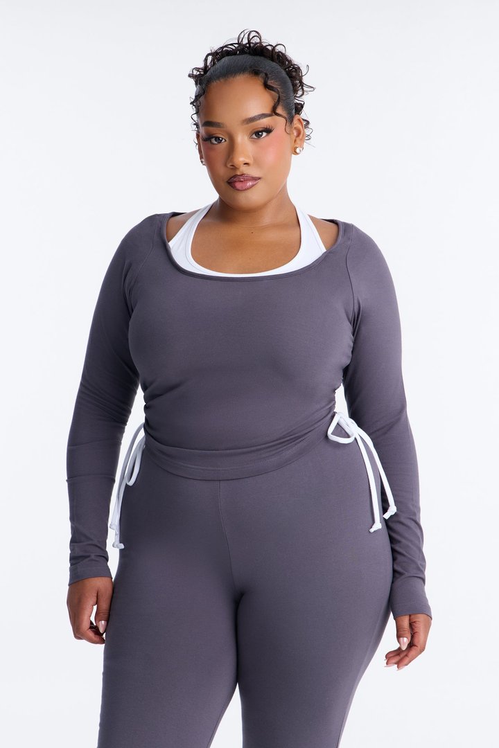 Out Of Time Layered Capri Set - Charcoal