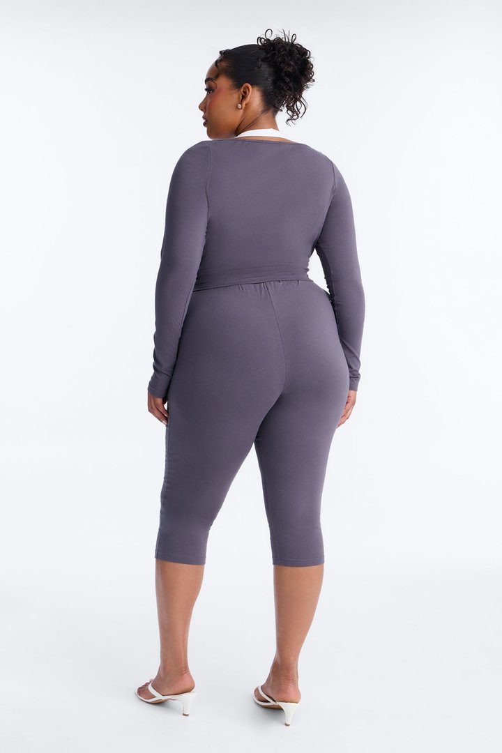 Out Of Time Layered Capri Set - Charcoal