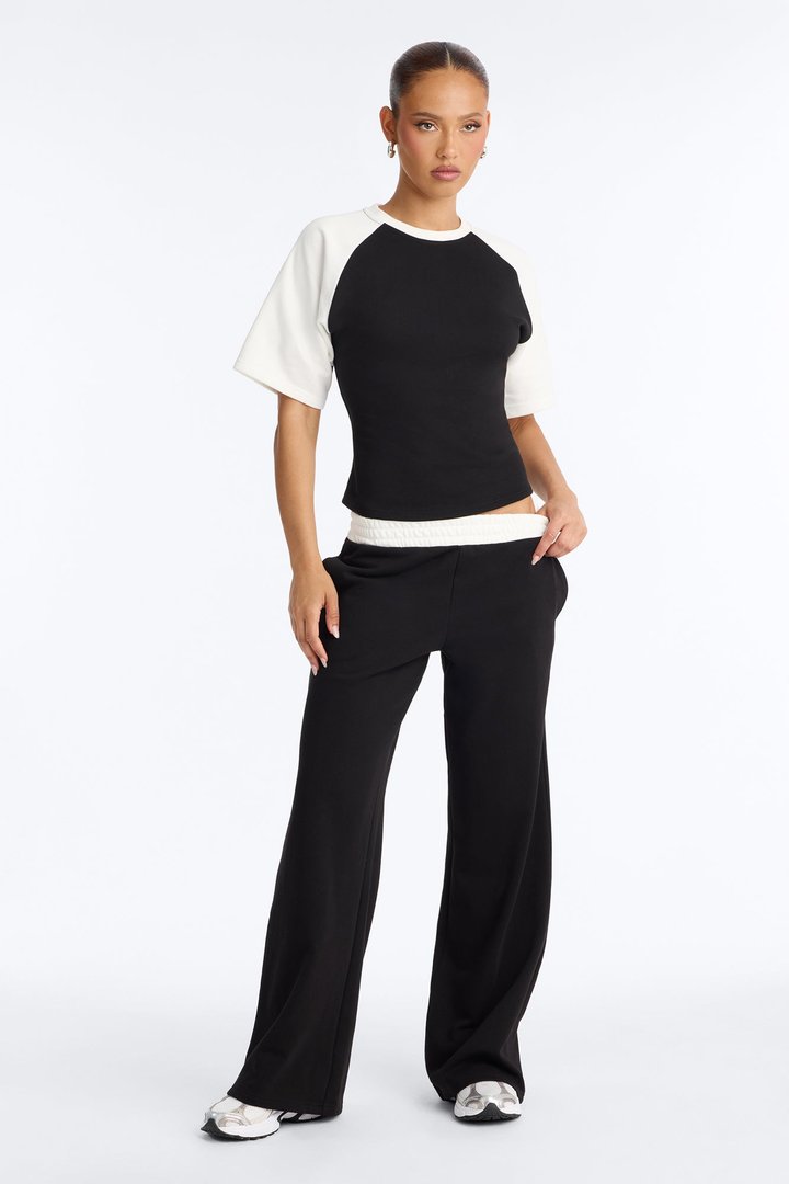 Maya Fitted T-Shirt Pant Set - Black/White