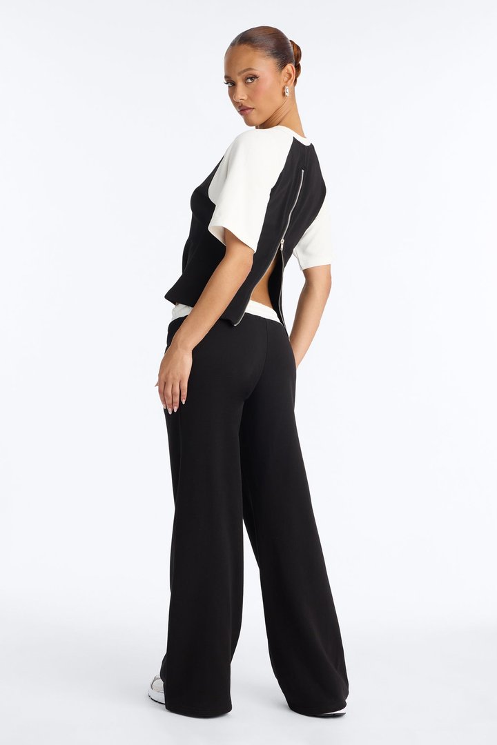 Maya Fitted T-Shirt Pant Set - Black/White