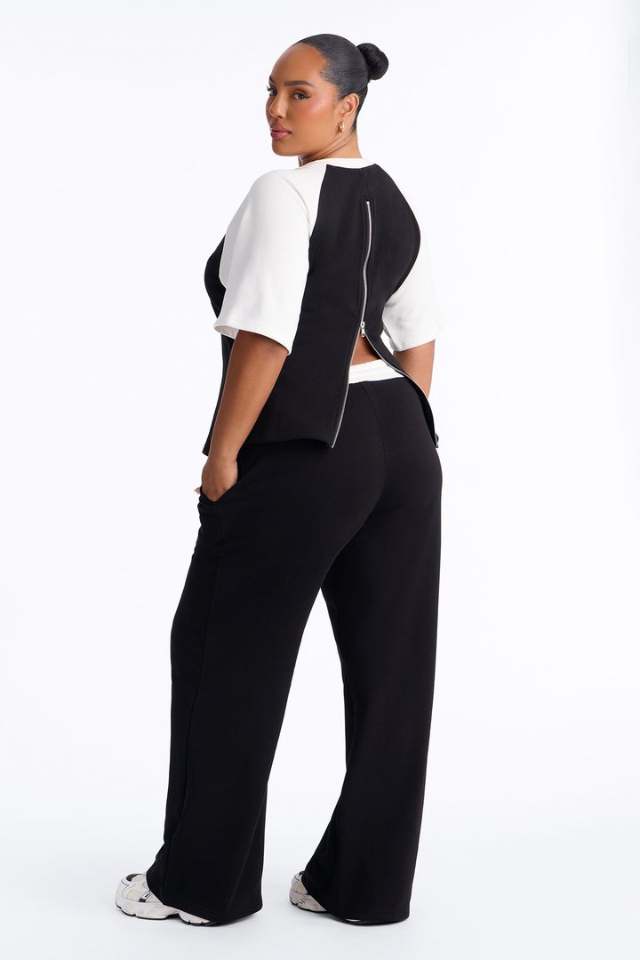 Maya Fitted T-Shirt Pant Set - Black/White