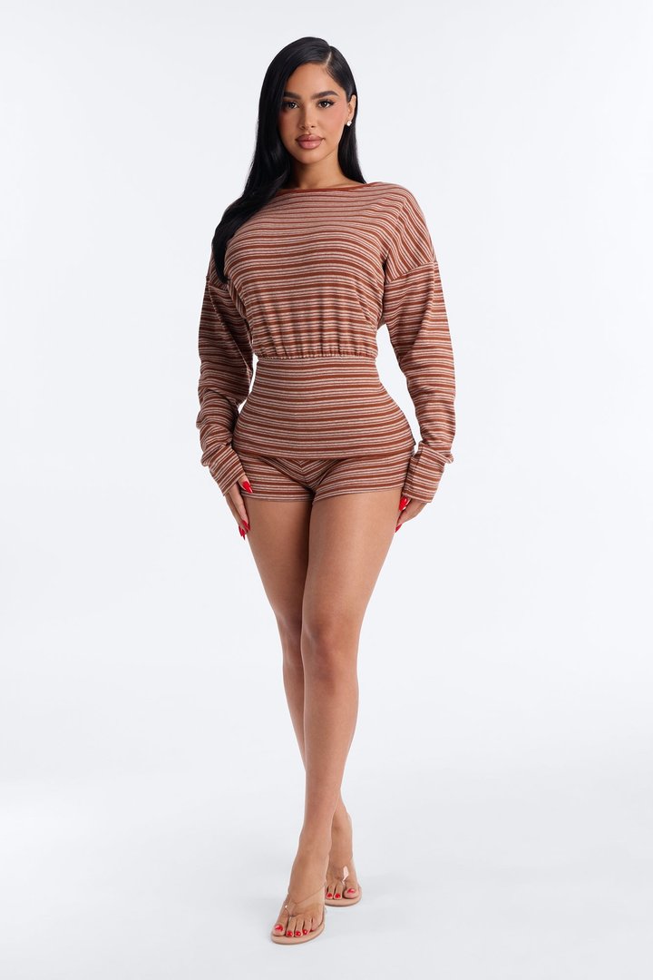 Hailey Cinched Waist Short Set - Rust