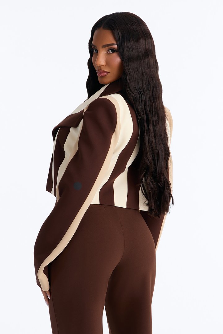 Playing Mind Games Cropped Blazer - Beige/Brown