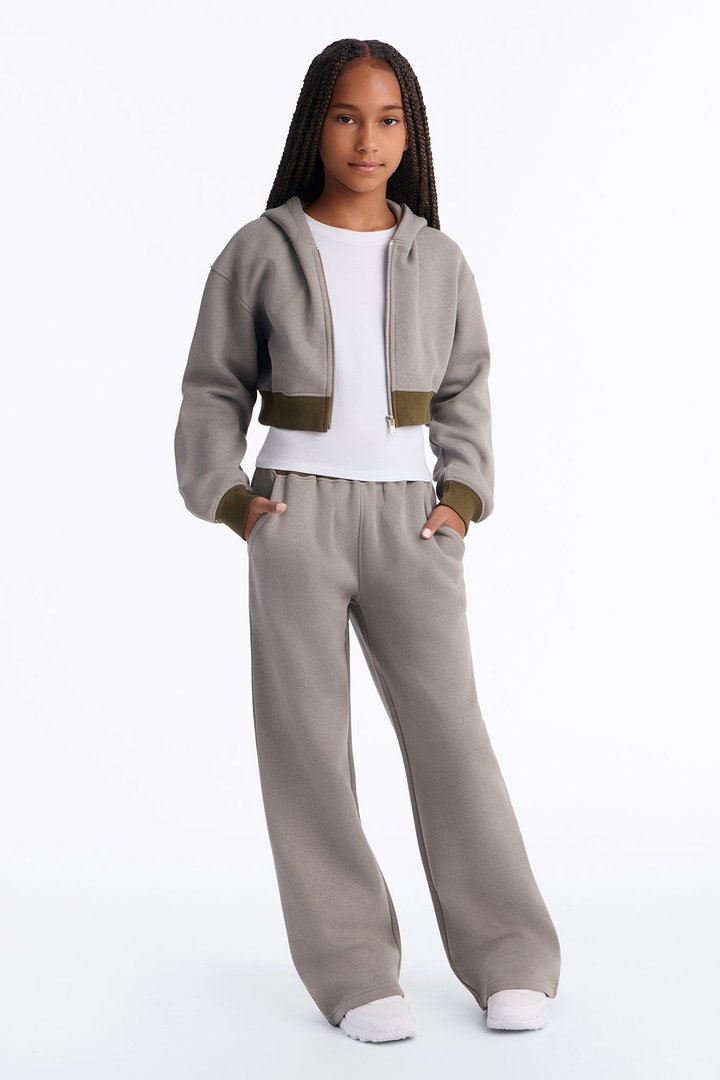 Mini Sunday Reset Fleece Pant Set - Grey