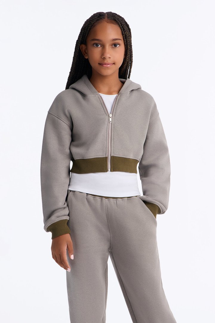 Mini Sunday Reset Fleece Pant Set - Grey