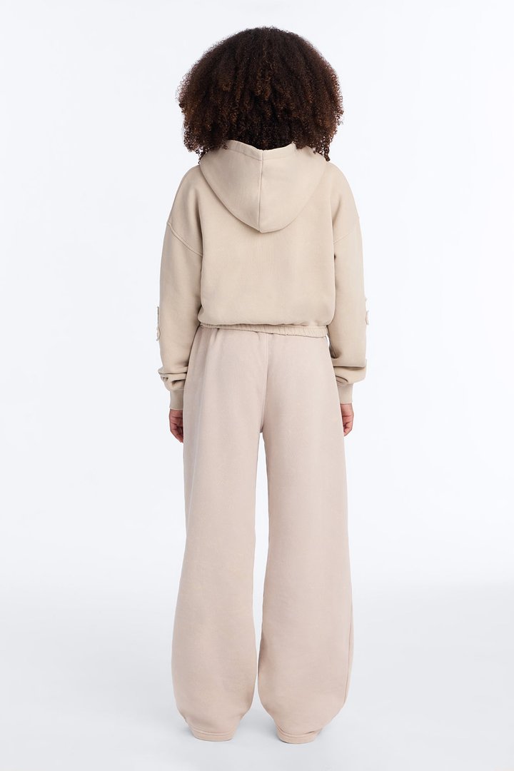 Mini Don't Cross Me Washed Fleece Lounge Hoodie - Stone