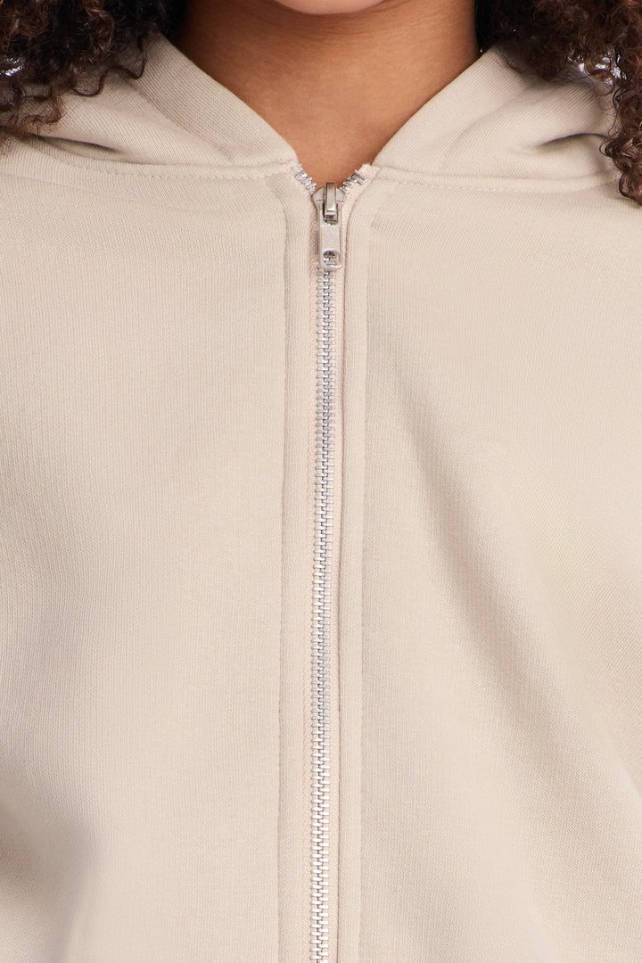 Mini Don't Cross Me Washed Fleece Lounge Hoodie - Stone