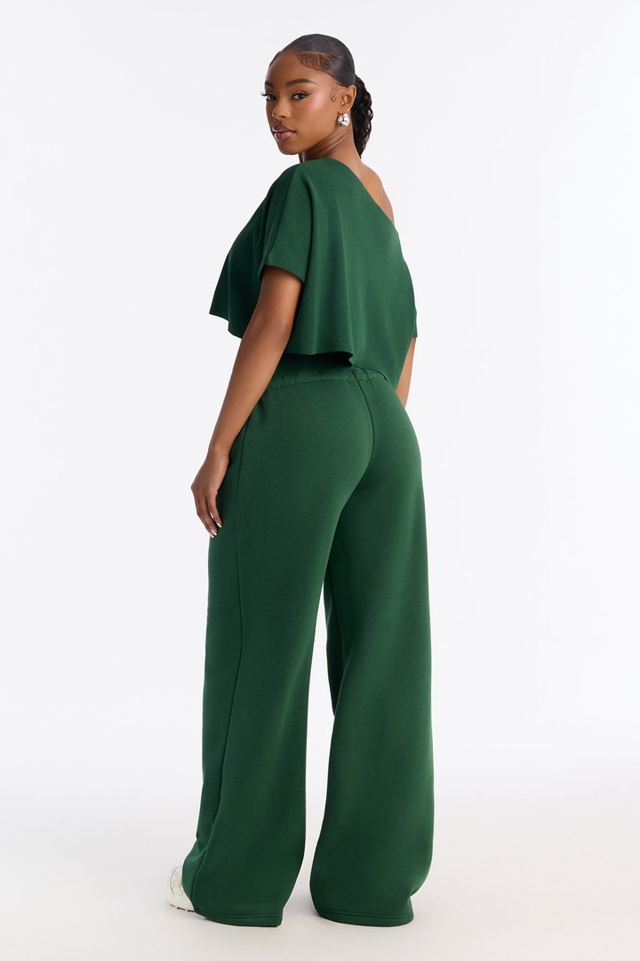 Mila Off Shoulder Top And Sweatpant Set - Hunter