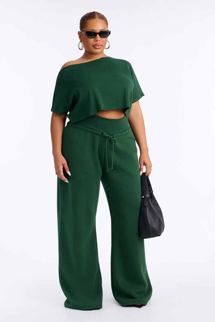 Mila Off Shoulder Top And Sweatpant Set - Hunter