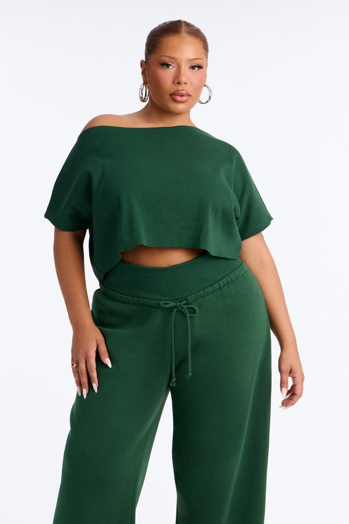 Mila Off Shoulder Top And Sweatpant Set - Hunter