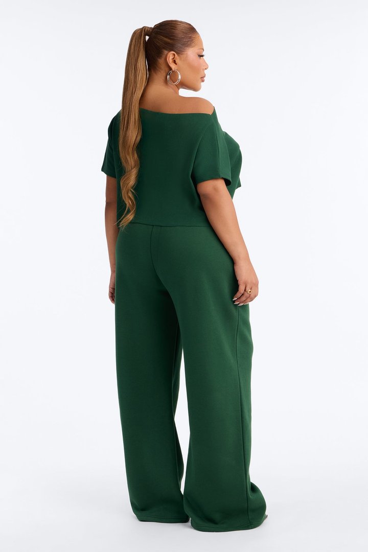 Mila Off Shoulder Top And Sweatpant Set - Hunter
