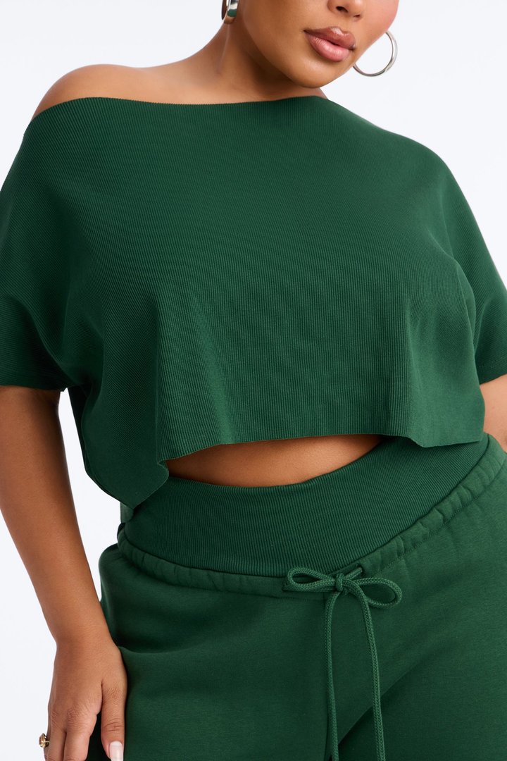 Mila Off Shoulder Top And Sweatpant Set - Hunter