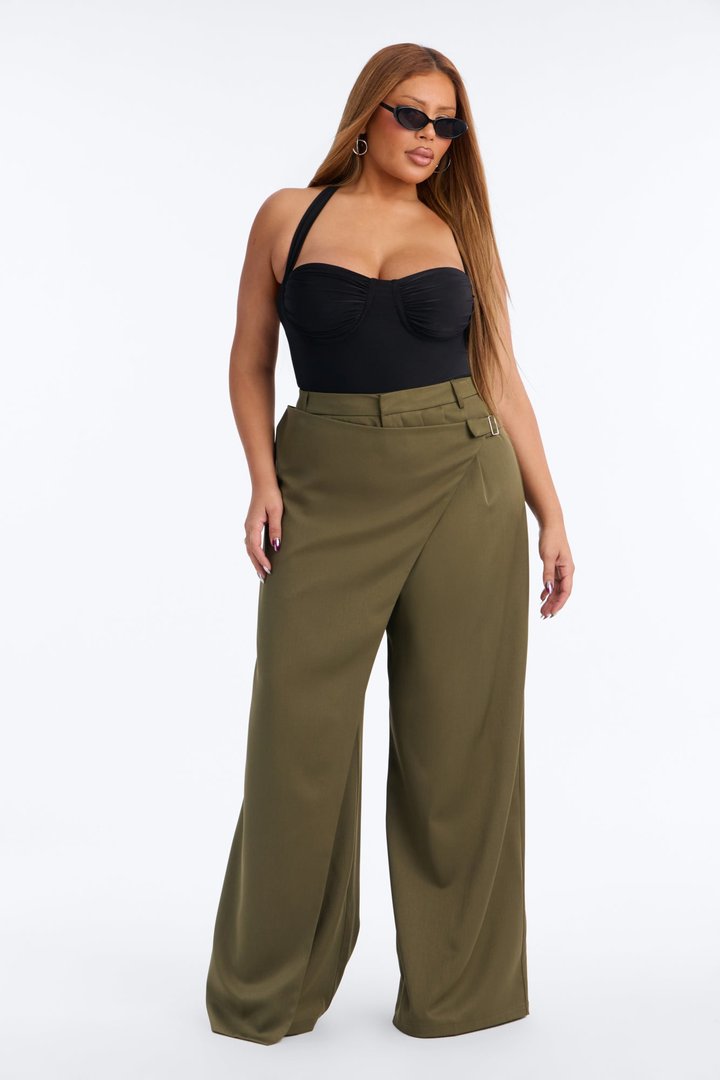 Tailored Touch Wrap Front Trouser 33″ - Olive