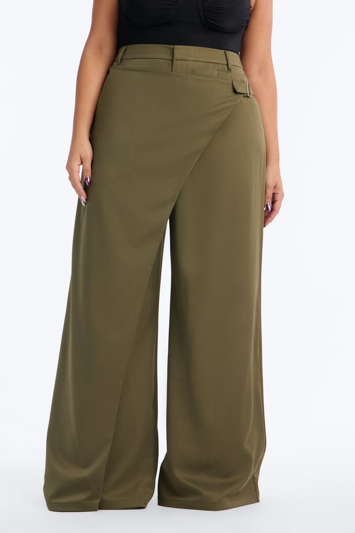 Tailored Touch Wrap Front Trouser 33″ - Olive
