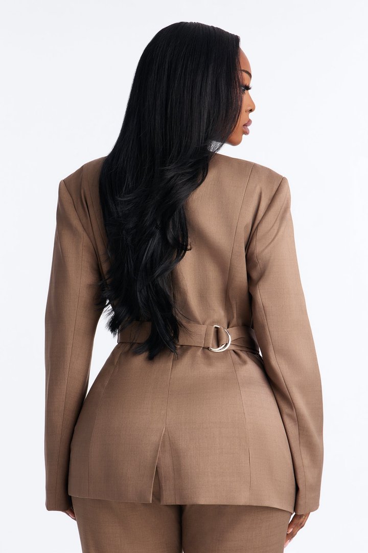 Ember Cutout Belted Wrap Front Blazer - Caffe