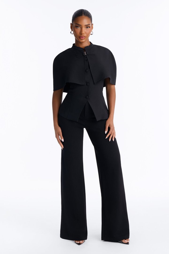Juliet Capelet Layered Tailored Vest - Black
