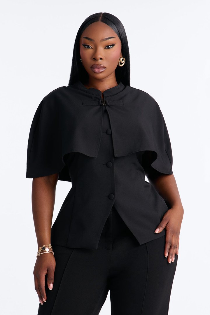 Juliet Capelet Layered Tailored Vest - Black