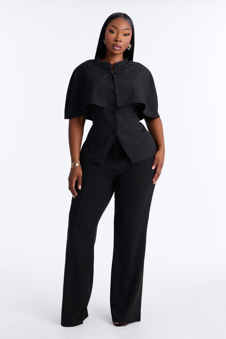 Juliet Capelet Layered Tailored Vest - Black