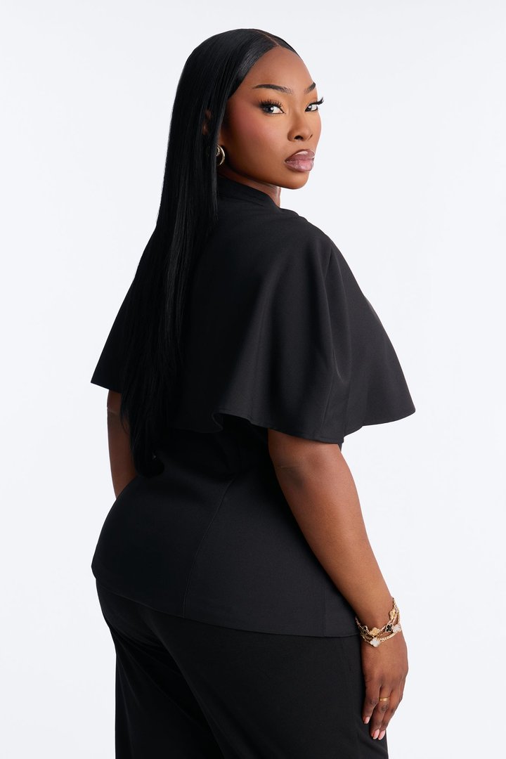 Juliet Capelet Layered Tailored Vest - Black
