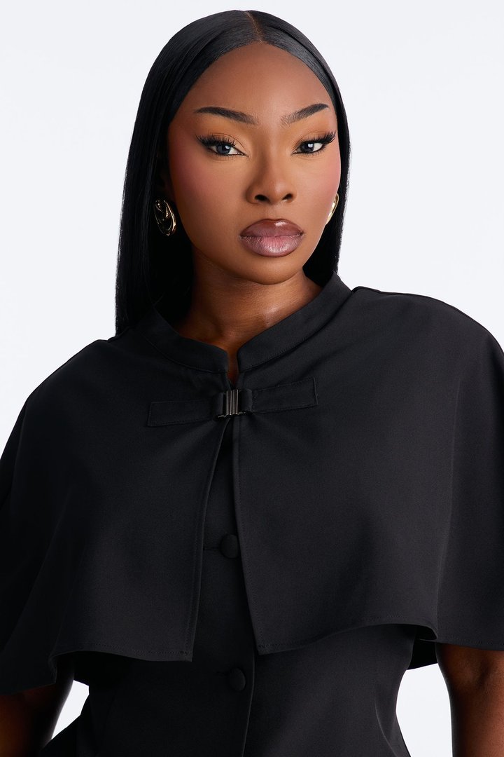 Juliet Capelet Layered Tailored Vest - Black
