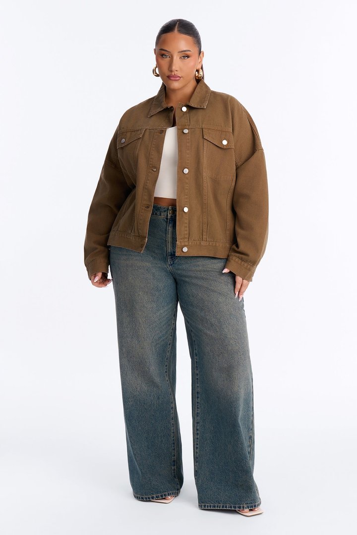 Hitting The Town Twill Belted Jacket - Military Green