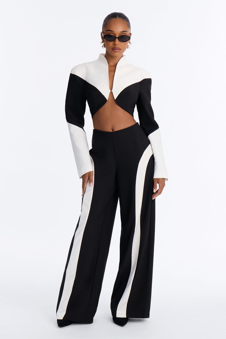Stop Staring Mid Rise Paneled Trouser - Black/combo