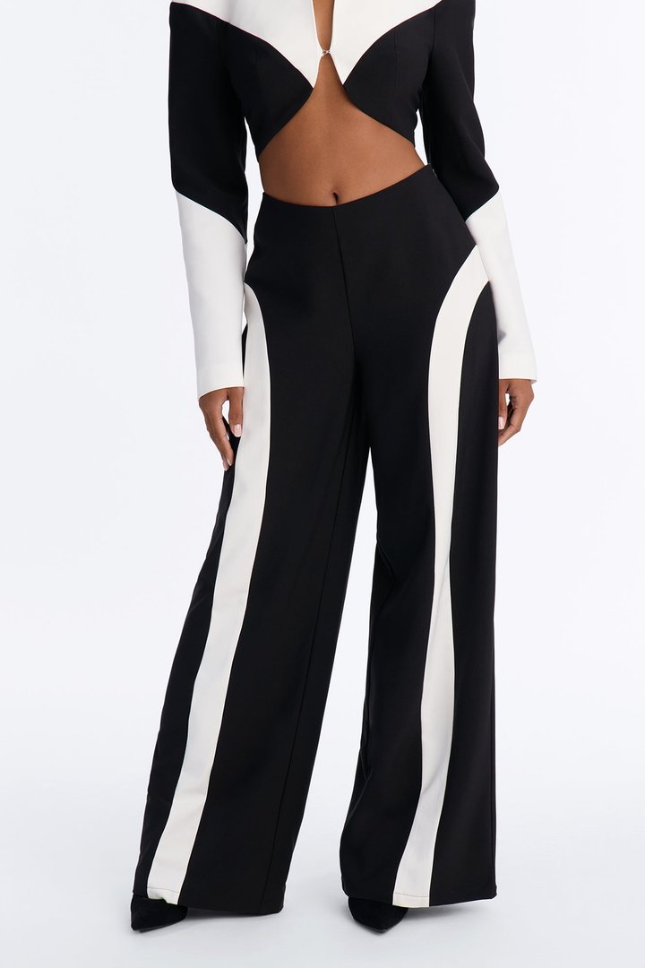 Stop Staring Mid Rise Paneled Trouser - Black/combo