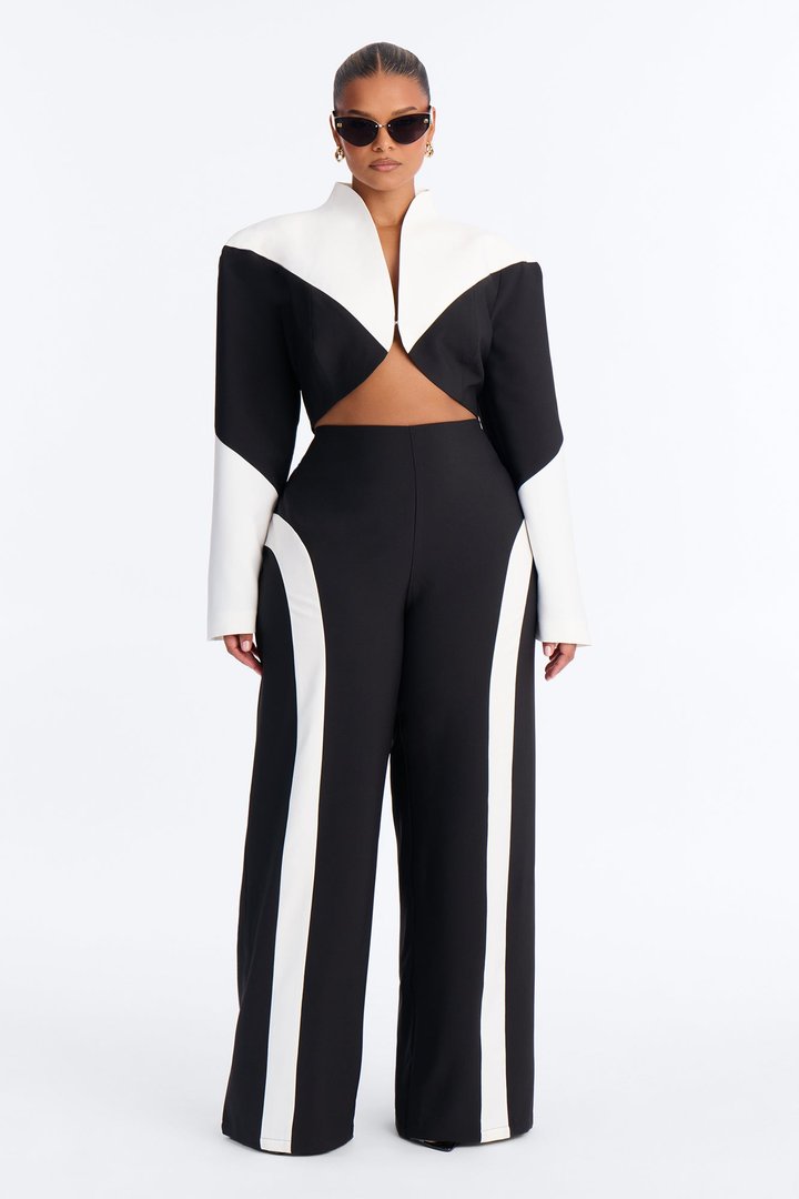 Stop Staring Mid Rise Paneled Trouser - Black/combo