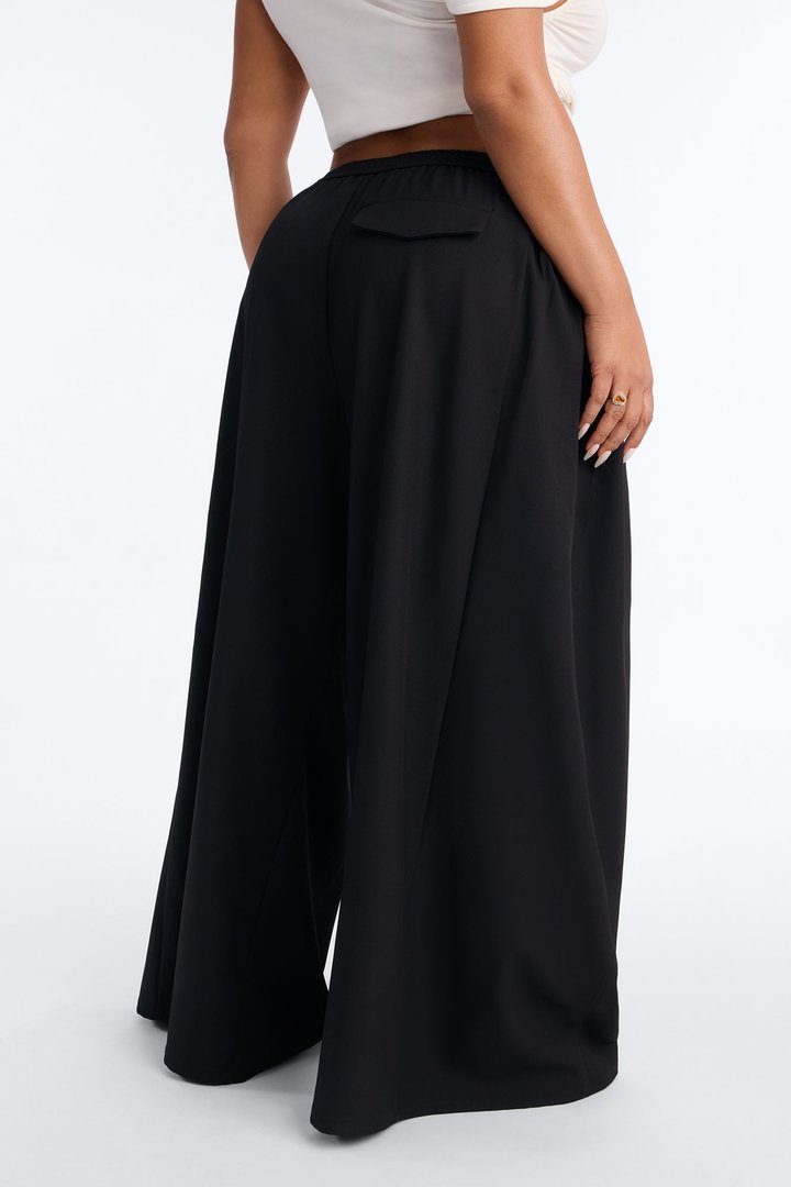 Heidi High Rise Wide Leg Pleated Drawstring Trouser - Black