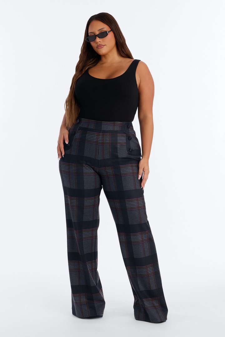 Tall Feeling Preppy Wide Leg Pant - Navy/combo